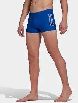 Image of adidas Mid 3-stripes Swim Boxers, Blue, Size L, Men