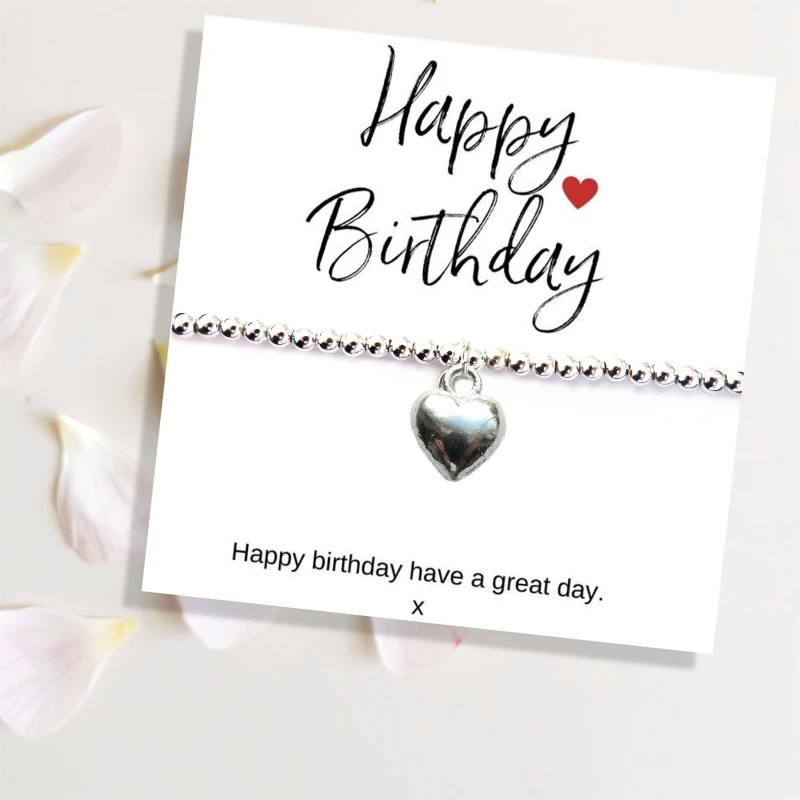 Image of Aye Do Gifts Happy Birthday Bracelet and Card 00609-CD-SBhrt Silver female One Size