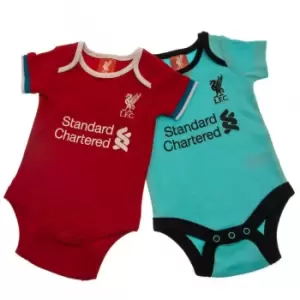 Image of Liverpool FC Baby Bodysuit (Pack of 2) (9-12 Months) (Red/Turquoise)