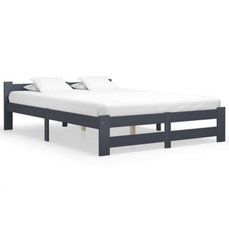 Image of Vidaxl Bed Frame Dark Grey Solid Pine Wood 120X200 Cm, Grey 322021