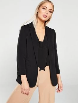Image of Wallis Ribbed Ponte Jacket - Black, Size 8, Women