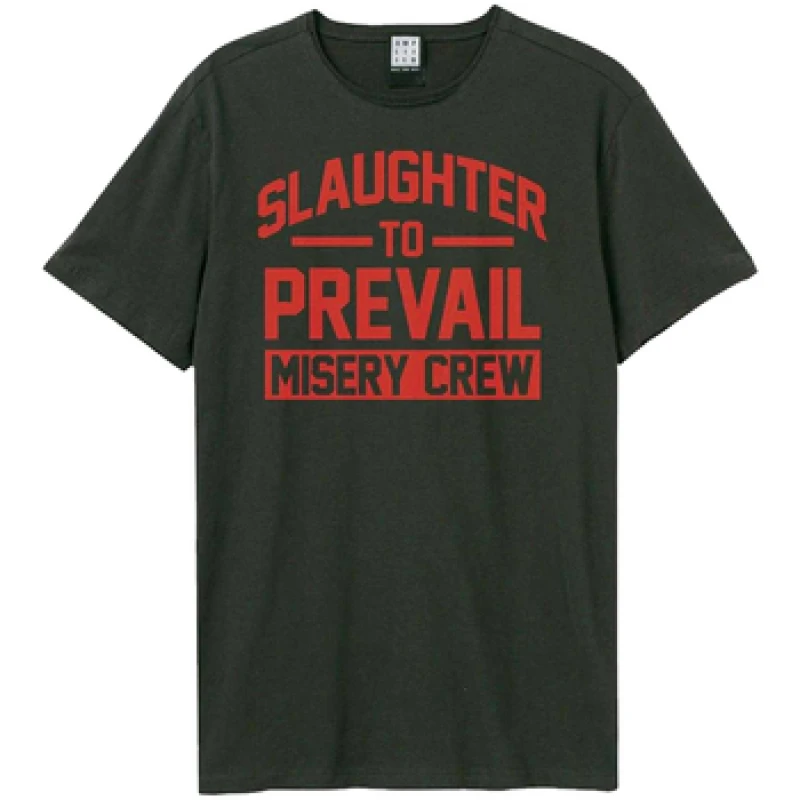 Image of Amplified Mens Misery Crew Slaughter To Prevail T-Shirt in Charcoal Size: XS Charcoal Male XS