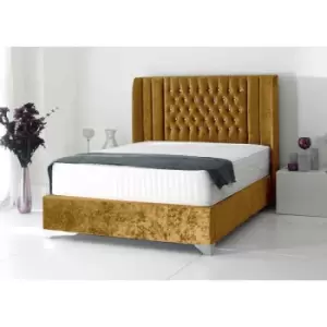 Image of Alexis Bed Super King Plush Velvet Mustard