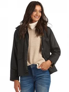 Image of Barbour Barbour Avon Detchable Hood Cord Collar Wax Jacket - Navy, Size 8, Women