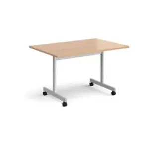 Image of Rectangular fliptop meeting table with silver frame 1200mm x 800mm - beech