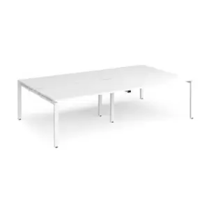 Image of Bench Desk 4 Person Rectangular Desks 2800mm White Tops With White Frames 1600mm Depth Adapt