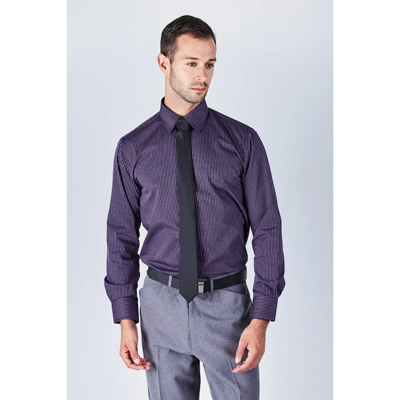 Image of Harvey and Jones Striped Formal Striped Shirts Mens - Purple Purple L