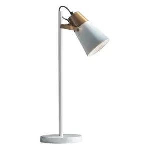 Image of Table Lamp White & Aged Brass Paint 10W LED E27 Bedside Task Light