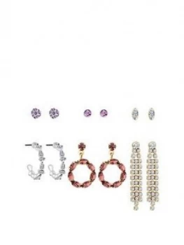 Image of Mood Mood 2 Tone Plated Tonal Pink Pretty 6 Pack Earrings