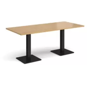 Image of Brescia rectangular dining table with flat square Black bases 1800mm x 800mm - oak