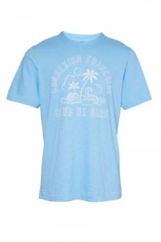 Image of Mens French Connection Club De Surf Surf Club Tshirt Sky Blue