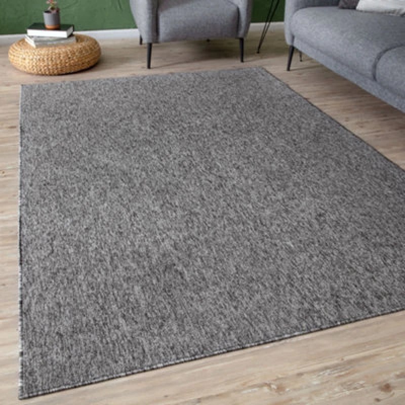 Image of The Rugs Solid Design Low Pile Living Room Rugs In Grey Flex Collection 1000G