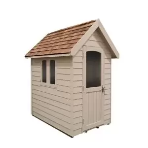 Image of Forest Retreat 6X4 Apex Pressure Treated Overlap Cream Shed With Floor - Assembly Service Included