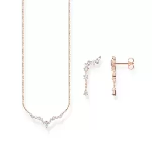 Image of THOMAS SABO Rose Gold Plated Beaded Teardrop Zirconia Jewellery Set
