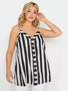 Image of Yours Button Through Cami Black White, Black, Size 20, Women