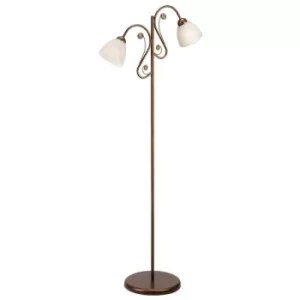 Image of Emilio Multi Arm Floor Lamp With Glass Shades, White, 2x E27