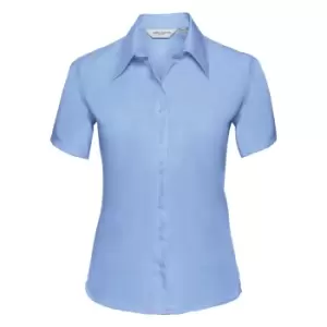 Image of Russell Collection Ladies/Womens Short Sleeve Ultimate Non-Iron Shirt (XS) (Bright Sky)