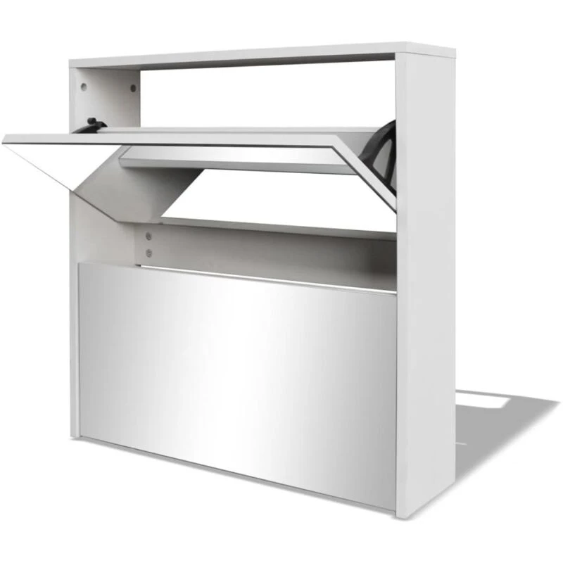 Image of VIDAXL Shoe Cabinet 2-Layer Mirror White 63x17x67cm Vidaxl 8718475977254