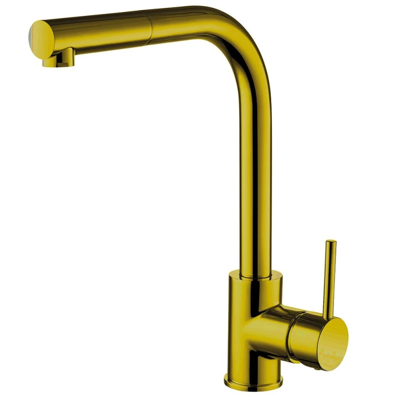 Image of Balterley Contemporary Pull Out Single Lever Kitchen Mixer Tap, Brushed Gold Gold Unisex