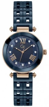 Image of Gc Womens PrimeChic Blue Ceramic Bracelet Blue Dial Watch