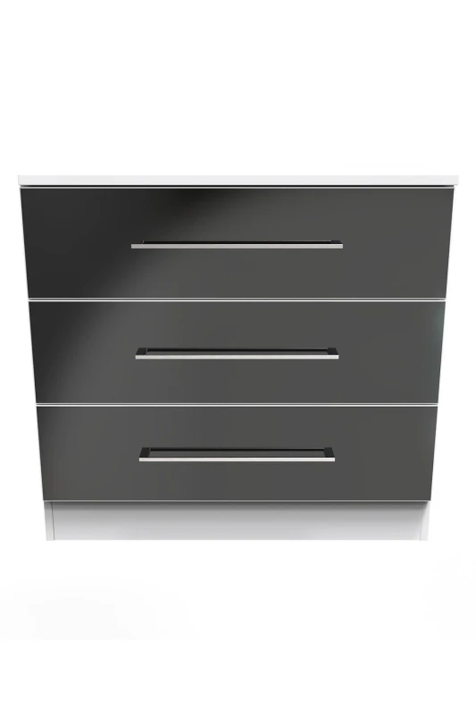 Image of Chester 3 Drawer Chest In Black & White (Ready Assembled)