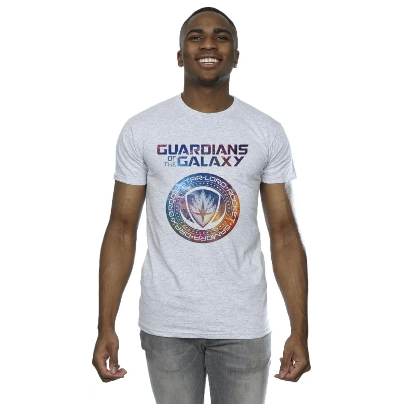 Image of Marvel Marvel Men Guardians Of The Galaxy Stars Fill Logo T-Shirt in Grey Size: Small Grey S Male 5063153467767