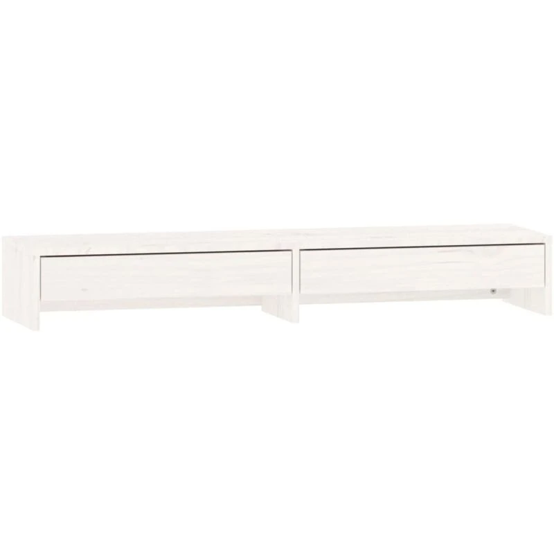 Image of vidaXL Monitor Stand White 100X27X15cm Solid Wood Pine, White 813960