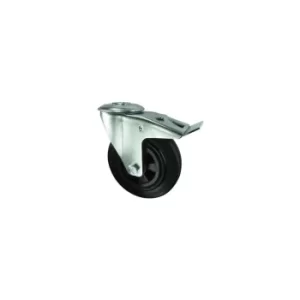 Image of Braked Swivel Bolt Hole 80MM Rubber Tyre Poly Centre