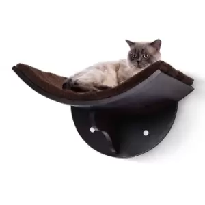 Image of PawHut Wall Mounted Curved Cat Perch Bed and Climber - Brown