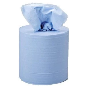 Image of 5 Star Facilities Centrefeed Tissue Refill for Jumbo Dispenser Blue Two Ply L150m x W180mm Pack of 6