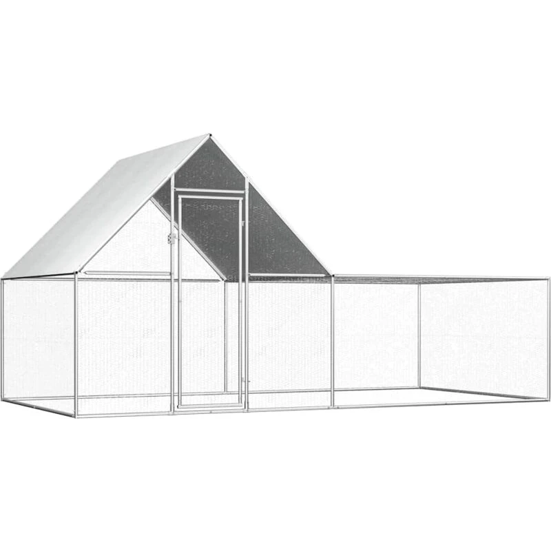Image of VIDAXL Chicken Coop 4x2x2 m Galvanised Steel Vidaxl 144556