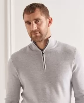 Image of Superdry Mens Studios Merino Henley Jumper Light Grey / Cloud Grey Marl - Size: L