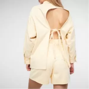 Image of Missguided Asymmetric Open Back Denim Shirt - Cream