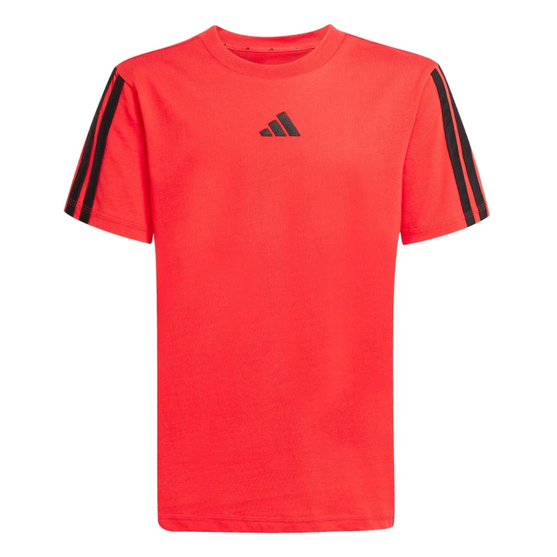 Image of adidas 3 Stripe Essentials T-Shirt Junior Ruby/Black unisex 11-12 Years