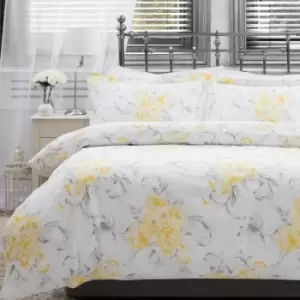 Image of Belledorm Amour Duvet Cover Set (Superking) (White/Yellow/Grey)