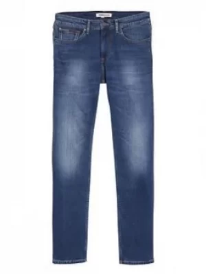 Image of Tommy Jeans TJM Ryan Relaxed Straight Fit Aspen Blue Stretch Jeans, Aspen Blue, Size 32, Inside Leg Regular, Men