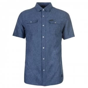 Image of Firetrap Blackseal Linen Chambray Shirt - Blue