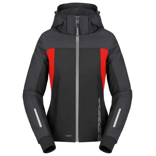 Image of Spidi H2Out II Hoodie Lady Black Anthracite Fluo Red Size S