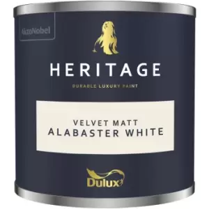 Image of Dulux Heritage Velvet Matt Alabaster White Matt Emulsion Paint 125ml