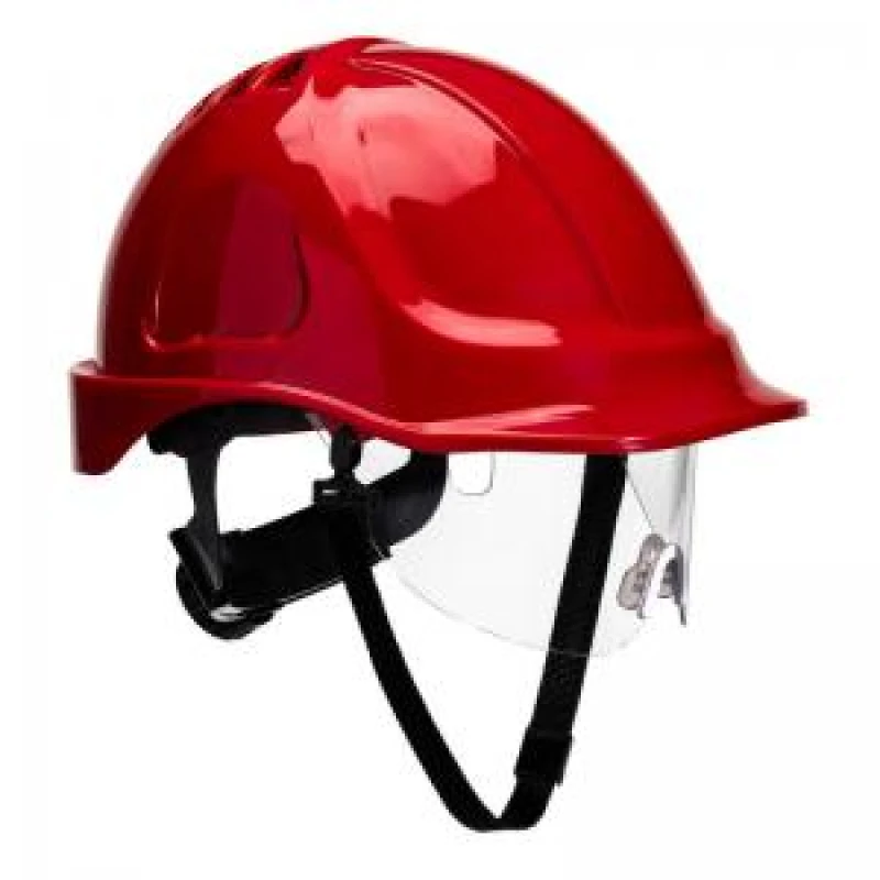 Image of Portwest Endurance Safety Helmet and Visor PW55RER Colour: Red