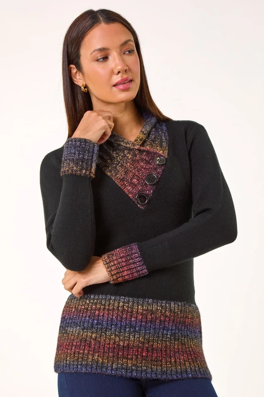 Image of Roman Womens Colour Block Overlap V-Neck Jumper in Red Size: 20 Red Female 20