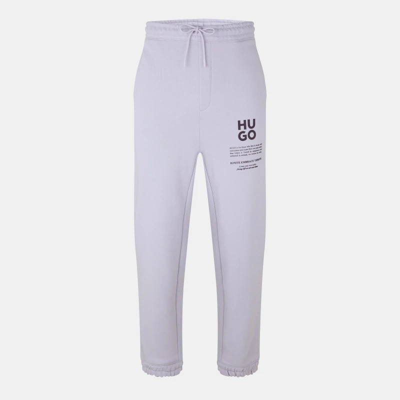 Image of Hugo Mens Closed Hem Fleece Tailored Fit Joggers Lt/Pstl Purple male XS