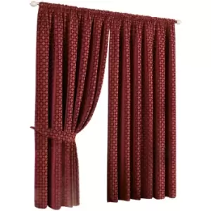 Image of Riva Home Belmont Pencil Pleat Curtains (90x90 (229x229cm)) (Claret) - Claret