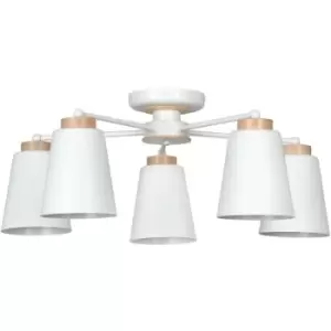 Image of Emibig Periot White Multi Arm Semi Flush Ceiling light 5x E27