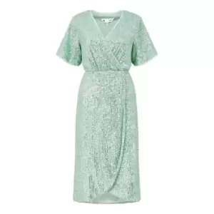 Image of Yumi Green Sequin Wrap Dress - Green