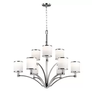 Image of 9 Bulb Chandelier Hanging Pendant LIght Satin Nickel/Chrome LED E27 60W Bulb