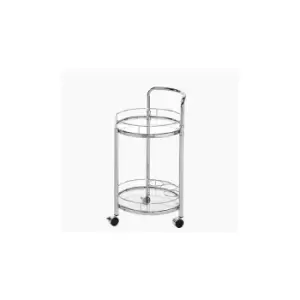 Image of 79cm Value Chrome Metal And Clear Glass Trolley