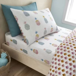 Image of Pineapple Elephant Ananas Pineapple 100% Cotton Fitted Sheet MultiColoured