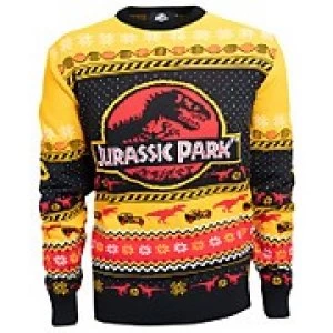Image of Jurassic Park Christmas Knitted Jumper - Yellow - M