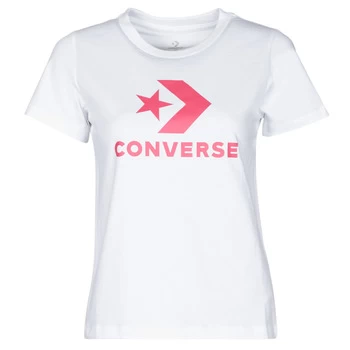 Image of Converse STAR CHEVRON CENTER FRONT TEE womens T shirt in White - Sizes XS